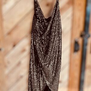 Black and Gold Sequin Dress